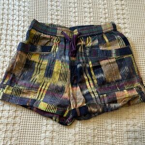 ANTHROPOLOGIE pilcro shorts 100% cotton madras print lightweight pockets